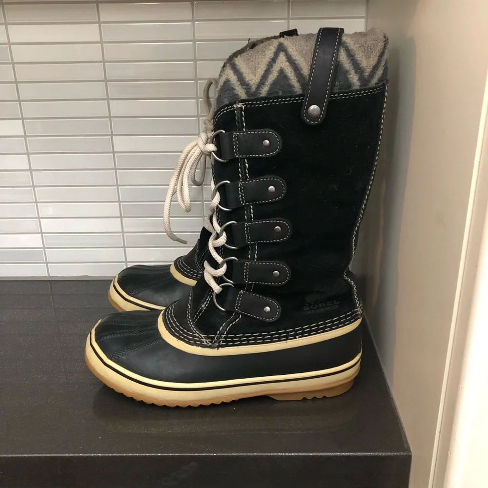 Sorel Women's Joan of Arctic Knit II black suede Waterproof Winter Boots: Size 7 - Picture 1 of 11